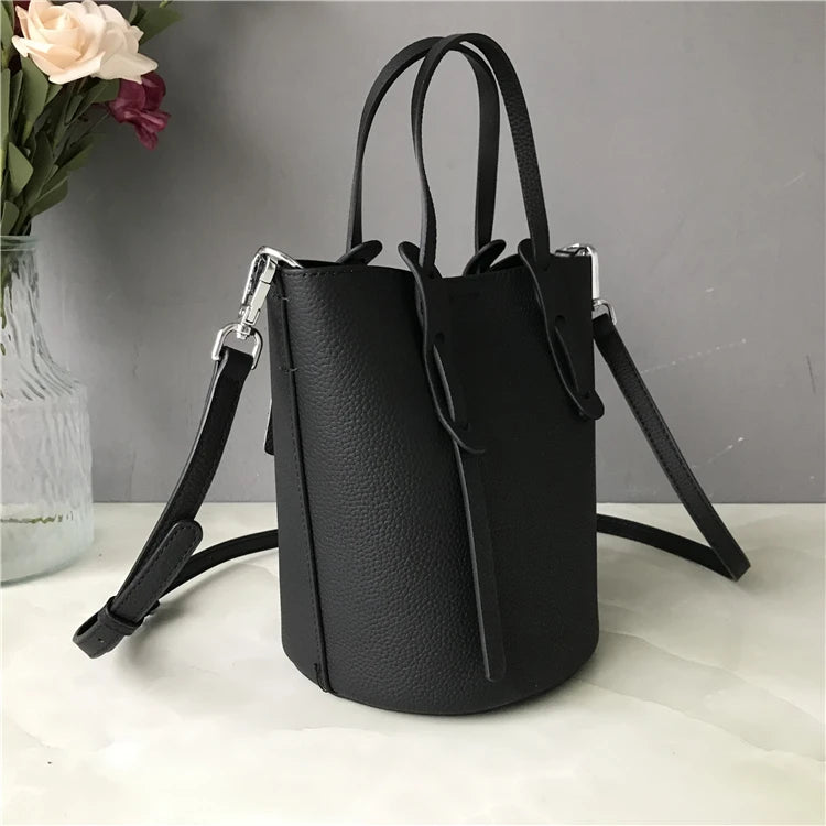 Trendy Leather Buet Bag Women's Handbag Cany Oversto Crossbody oulder Bag Faionable op Basket Handbag