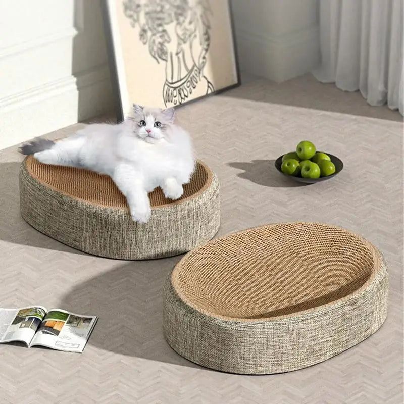 16.14x12.2x3.93 Sturdy Pet Sleeping Mat For Indoor Cat Bed 2 in 1 Scratcher Mat Cat Bed Oval Cat Scratcher Pad