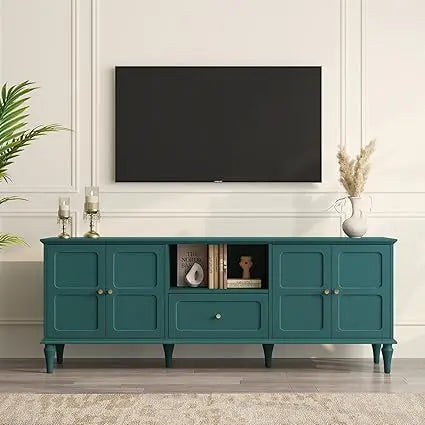 67'' Mid-Century Modern TV Stand with Storage Drawer and Doors, Long TV Stand with Adjustable Shelves for 75 Inch TV for Living