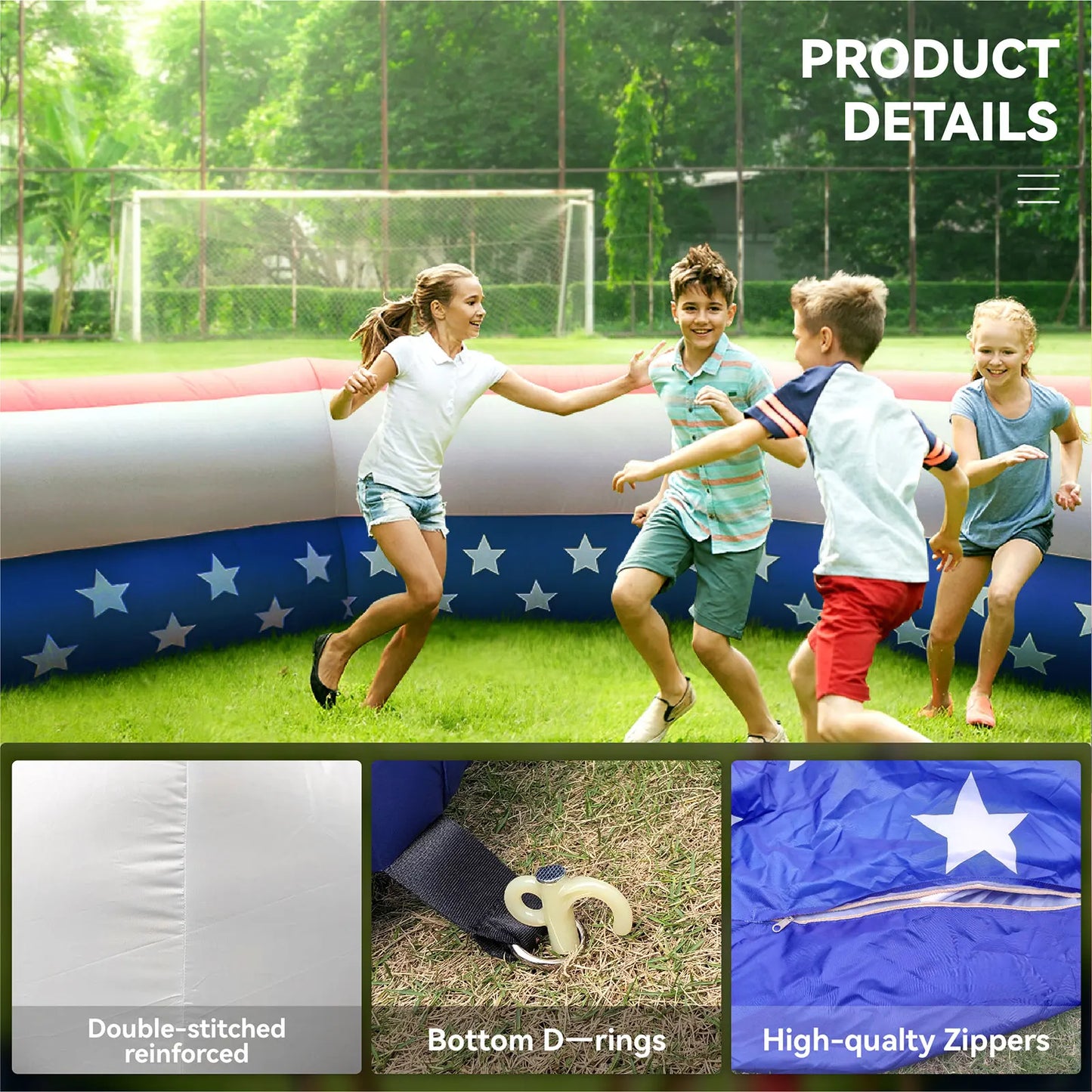 (20ft is out of stock )Gaga Ball Pit Inflatable with Air Blower Portable Gagaball Court Balls Pit 15FT for Sport Game