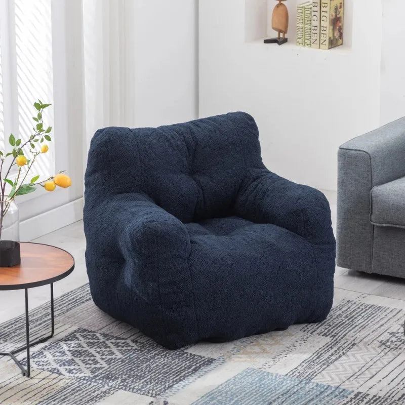 Soft Teddy Fabric Bean Bag Chair Memory Foam Filled Ergonomic No-Assembly Ideal for Living Room Home Furniture Bean Bag Sofas