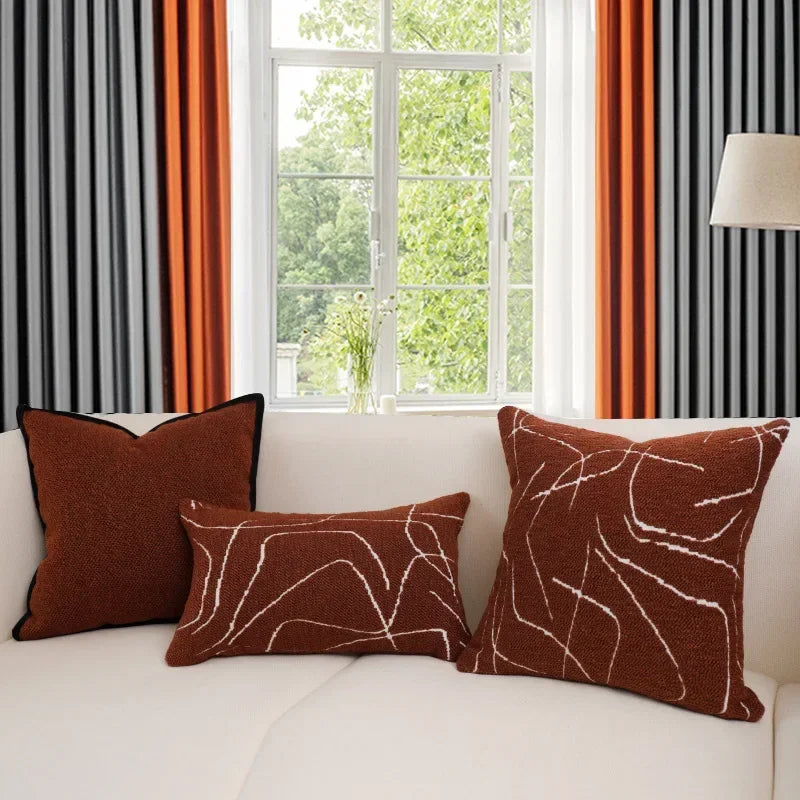 Modern Luxury Living Room Sofa Cushion Cover Decorative Pillowcase Woven with Orange Leather Home Decor Pillow Cover 45x45cm