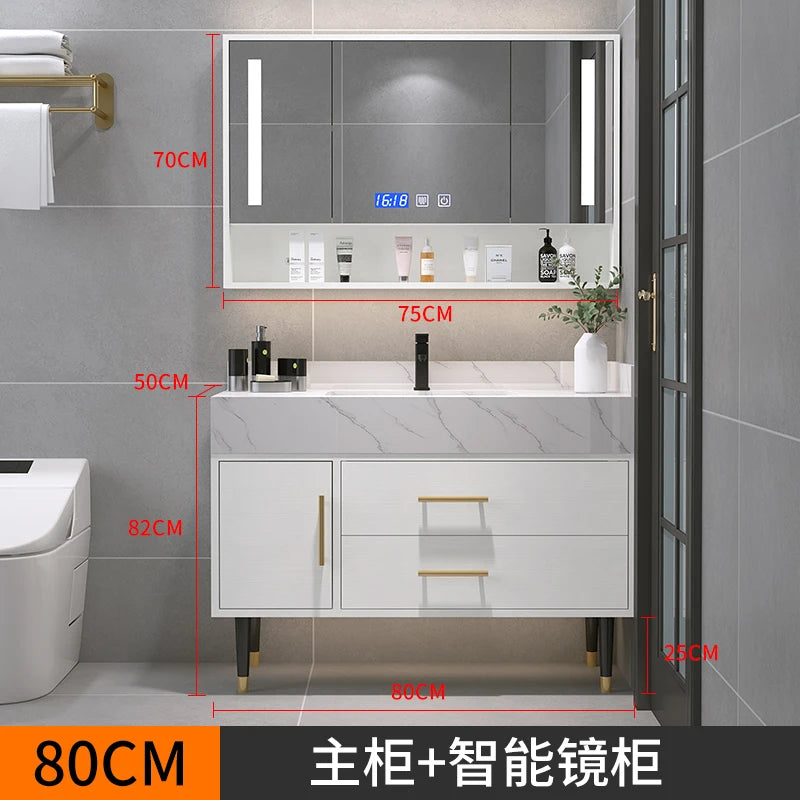 Bathroom Cabinet Washbasin Bathroom Combination Simple Household Toilet Furniture Solidbathroom Modern Vanity With Sink 24