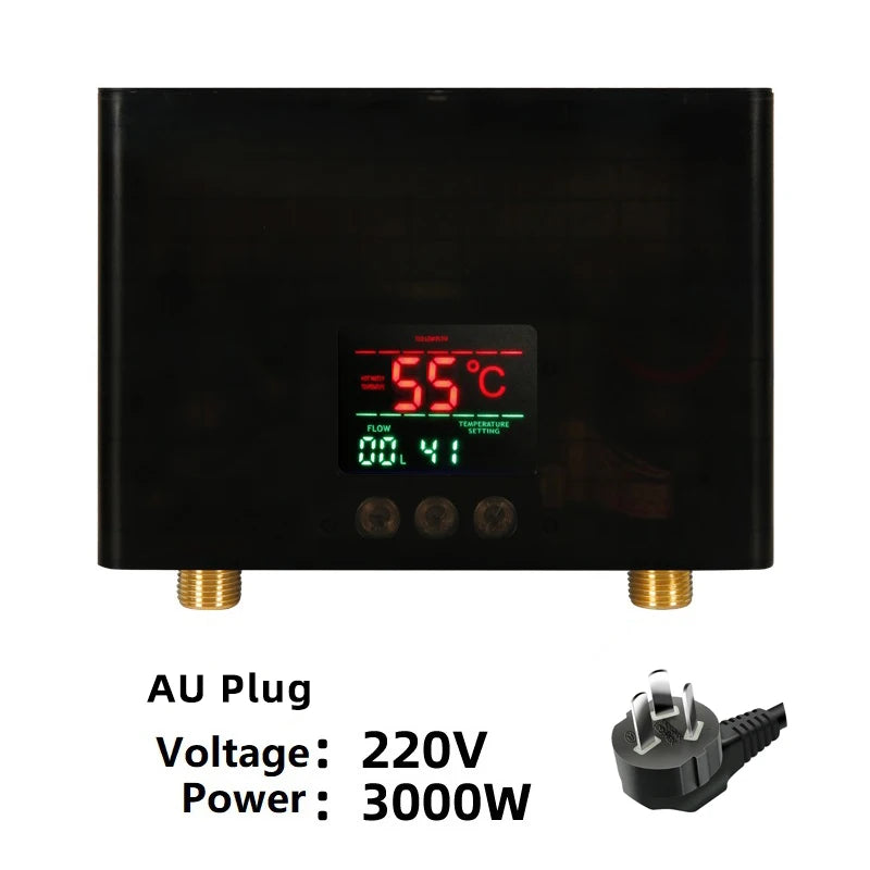 110V/220V Instant Water Heater Bathroom Kitchen Wall Mounted Electric Water Heater LCD Temperature Display with Remote Control