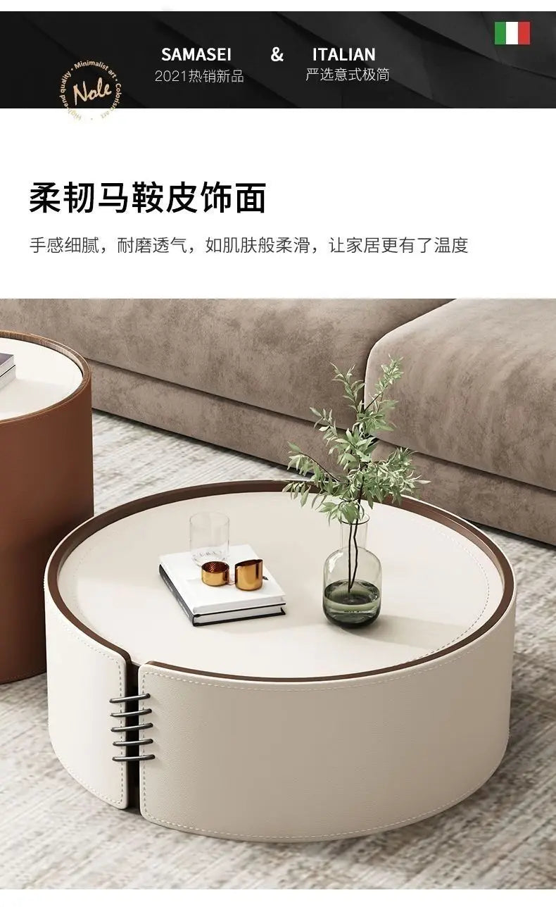 Italian Coffee Table Small Size Tea Table Creative Combination Coffee Table Round Modern Top-end Hot Style Living Room New Style