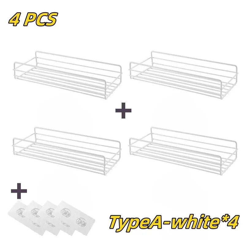 Bathroom Shelf Bathroom Accessories Shampoo Storage Shelf Cosmetic Holder No Punch Metal Shelf Condiment Organizer Corner Shelf