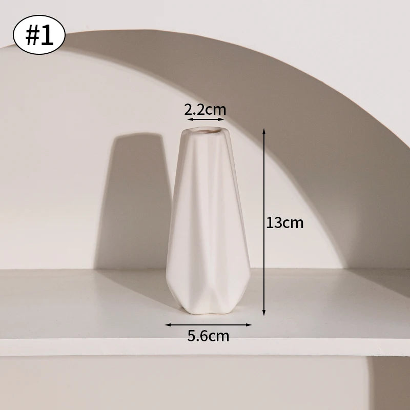 White Nordic Flower Vase Ceramic Vases Room Decor Modern Ceramic Flowers Bottle Plants Flower Pot Home Living Room Decoration