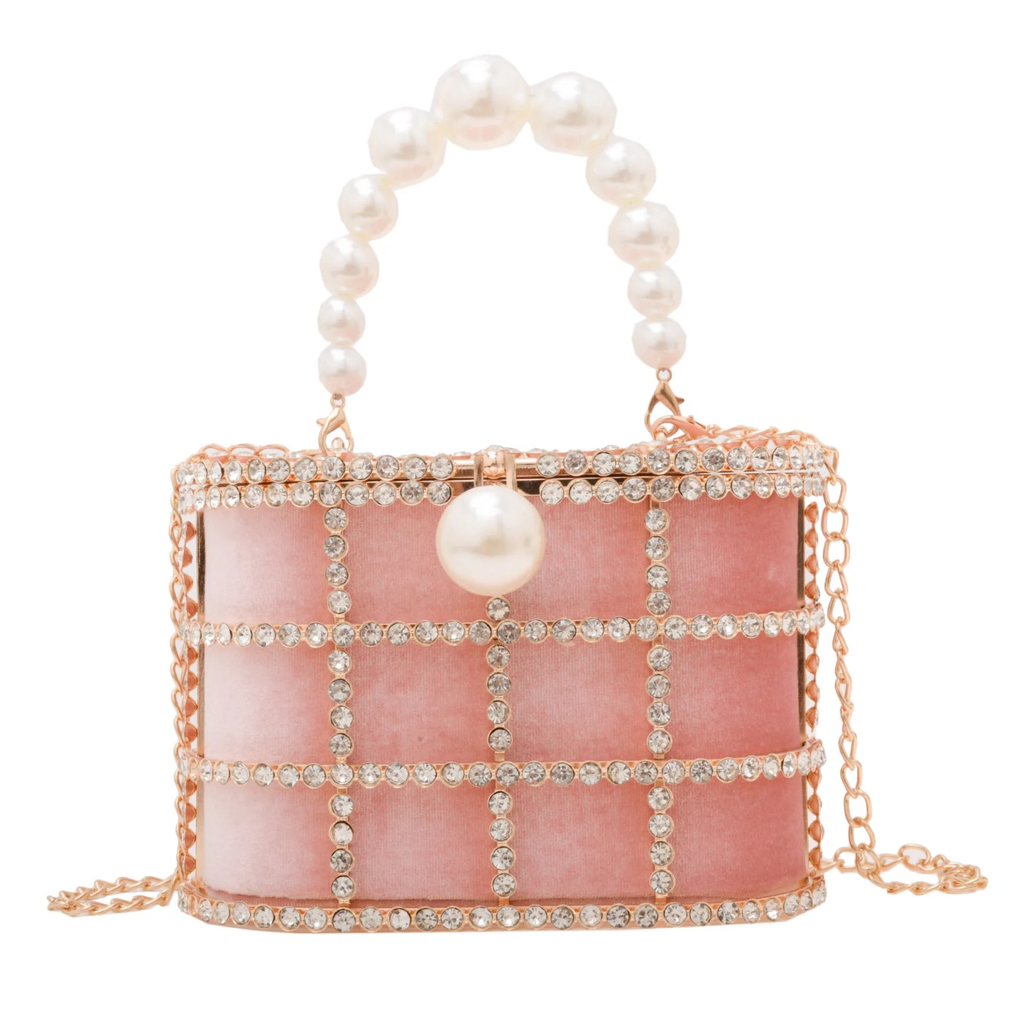 Metallic Evening Bag Pearl Hollow Out Womens Bags Luxury Design Rhinestone Diamond Dinner Bags For Party Wedding Handbags