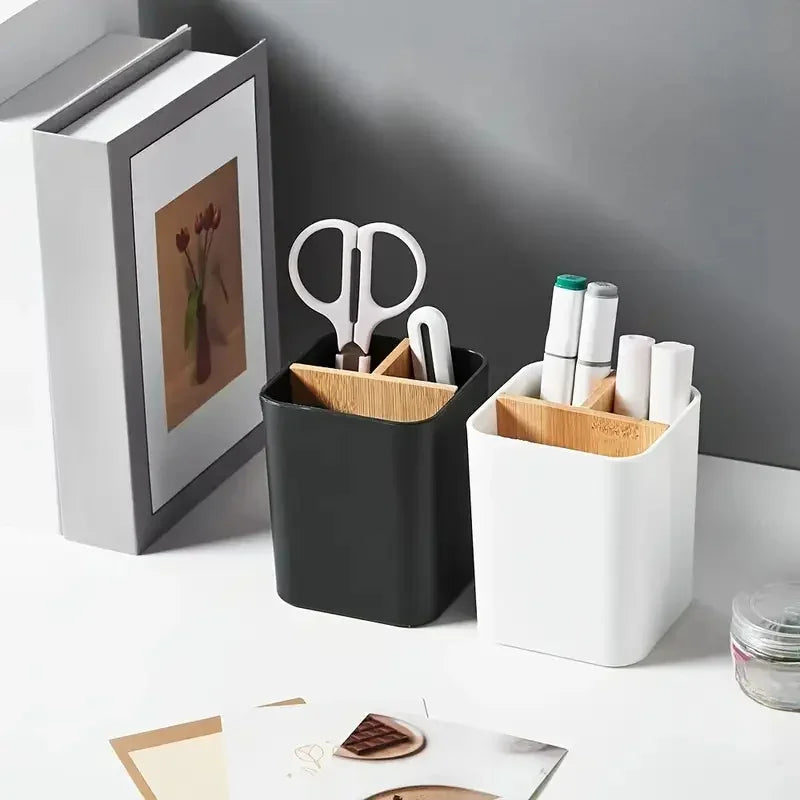 Bathroom Bamboo Toothbrush Stand, 3 Slot Toothbrush and Toothpaste Stand Bathroom Counter Organizer