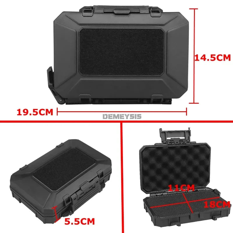 Tactical Equipments Storage Box Waterproof Outdoor Hunting Gun Accessories Carry Case Lockable Molle Hard Shell Bag