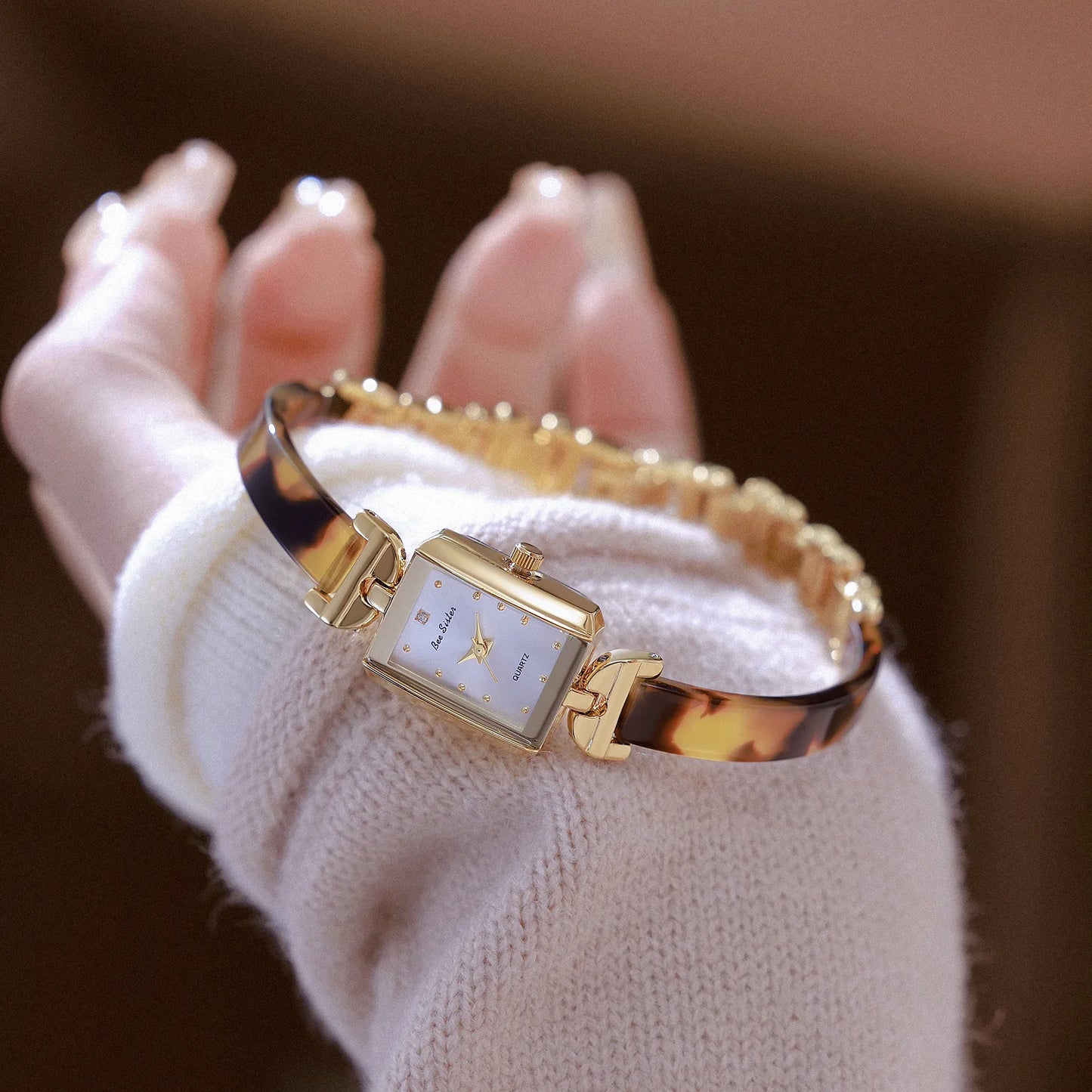 Luxury Women Watch Waterproof Fashion Advanced Temperament Tortoiseshell Amber Vintage Bracelet Quartz Watches For Woman
