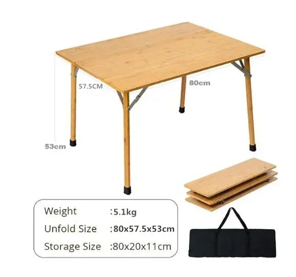 MOUNTAINHIKER Outdoor Camping Bamboo 2/3 Folding Table Portable Fast Storage Folding Desk Outdoor Dining Table Picnic BBQ Table
