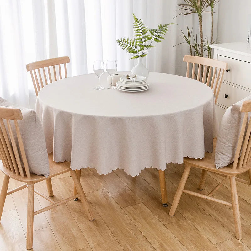 Wedding Round Tablecloth Waterproof And Oil-Proof Solid Color Cotton And Linen Tablecloth Hotel Wedding Dining Table Cloth Decor