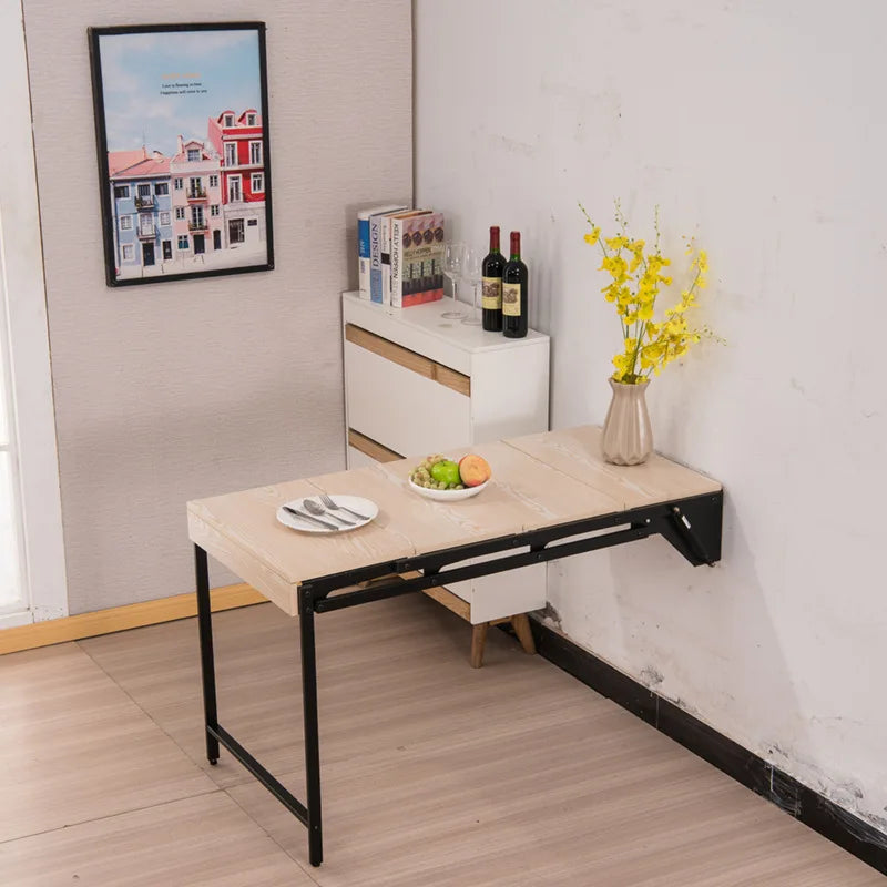 Small apartment wall-mounted shelf household telescopic folding dining table balcony table hanging flower stand folding table