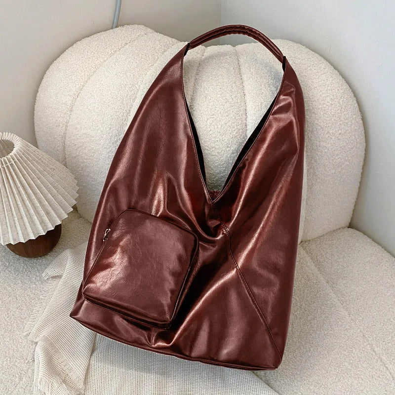Womens Tote Bag Fashion Shoulder Bags PU Leather with Zipper Pockets Large Hobo Shoulder Bag Shopper Travel Bag Slouchy Hobo Bag