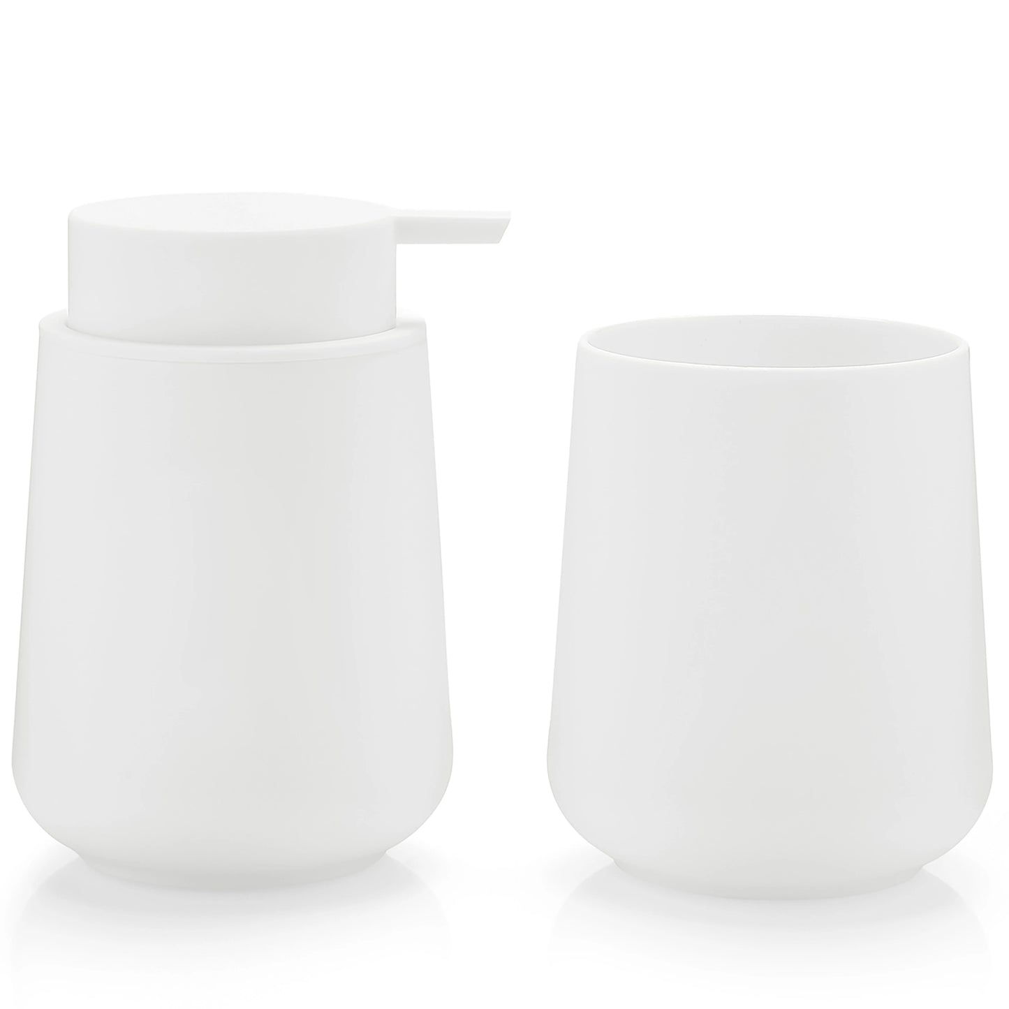 Bathroom Accessory Set - 2-Piece Soap Dispenser and Cup for Bathroom Vanity Decor in Matte Black