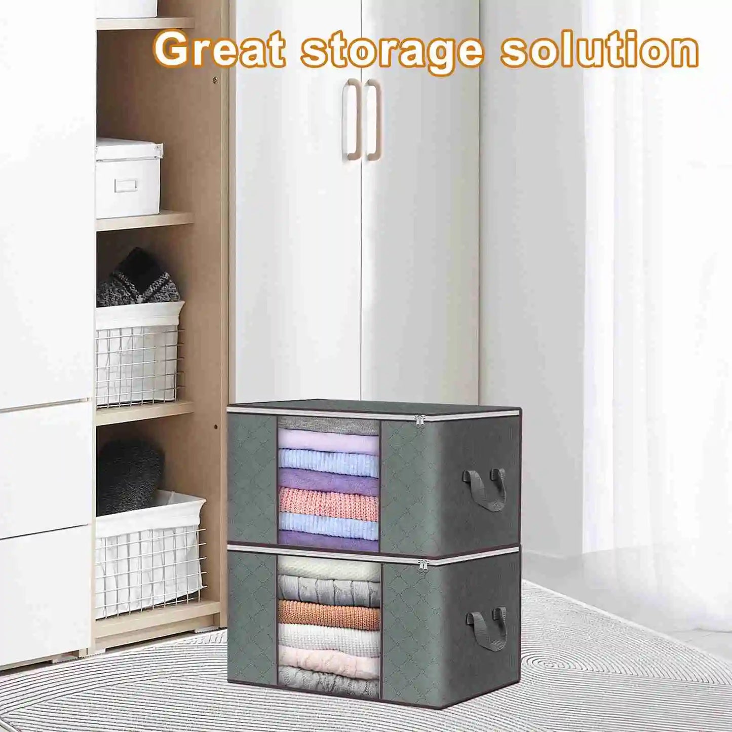 6pcs Large Storage Bag Clothes Storage Containers with Sturdy Handles for Closet Storage Comforter Blanket Clothing Bedding Toys