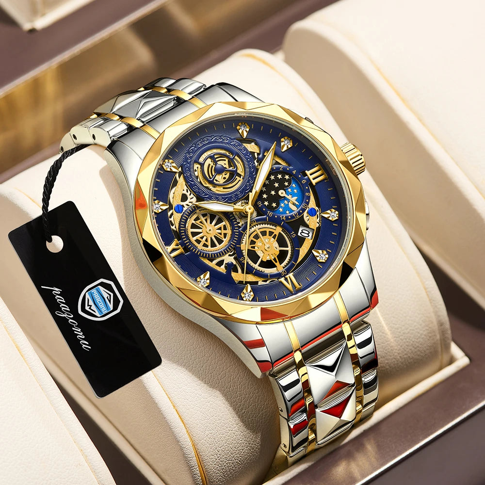 Fashion Man Wristwatch Waterproof Luminous Chronograph Watch for Men Stainless Steel Men's Quartz Watches reloj hombre 2024 New
