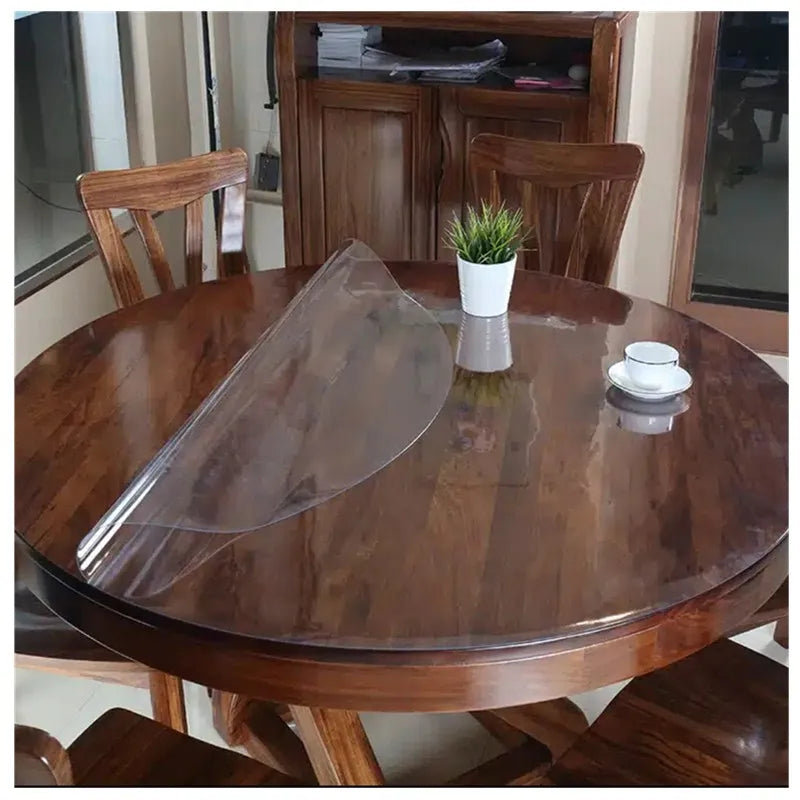 PVC Round Transparent Table Cloth, Waterproof, Oilprpoof , Soft Glass Tablecloth, Dining Table Protector. (501)