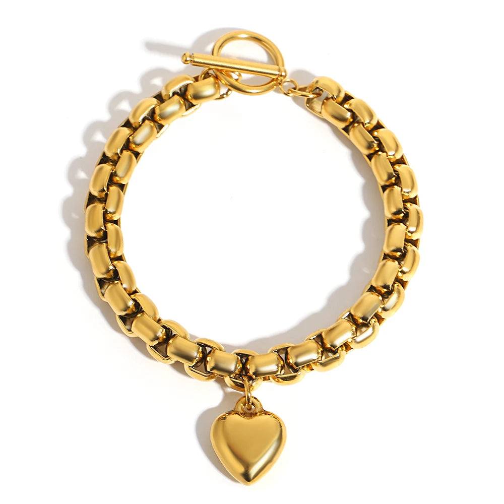 Multiple Punk Chunky Gold Plated Thick Chain Stainless Steel Bracelet for Women Twist Irregular Geometric Cuban Chain Bracelets
