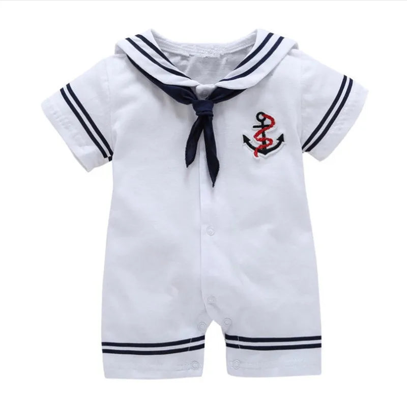 Newborn Baby Boy Clothes Playsuit Sailor Navy Romper Short Sleeve Jumpsuit Costumes Clothes Summer Outfits Newborn Baby Clothes