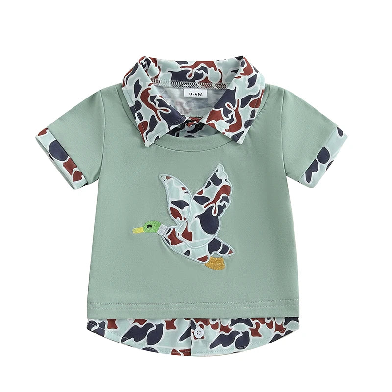 2024-12-16 Lioraitiin Summer Toddler Baby Boy T-shirt Short Sleeve Embroidery Duck Patchwork Clothes Tops