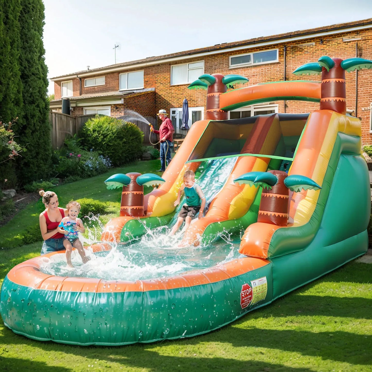 Inflatable pool Inflatable Summer Outdoor Air Bounce Water amusement Play Equipment Inflatble Water Double Slide Bubble Ball