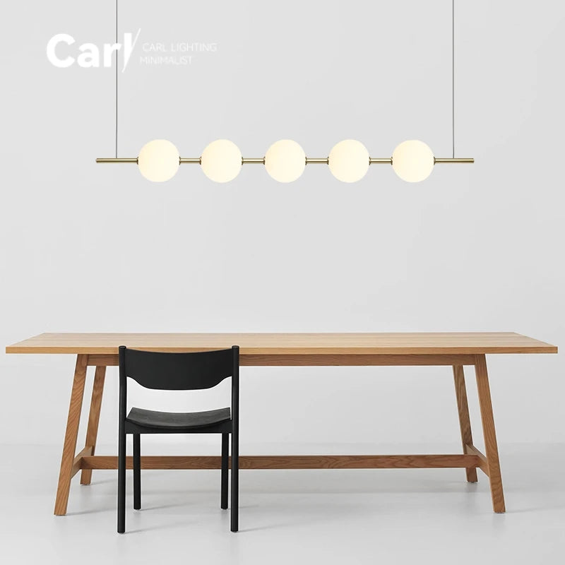 Minimalist Creative Art One Word Light Luxury High-end Dining Table Long Strip To Create Restaurant Lamp Chandelier