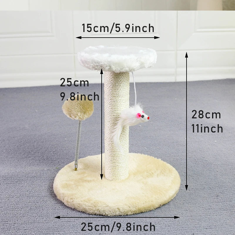 Cat Tree Tower, Cat Scratching Post with Interactive Ball Toys and Plush Mouse for Kitty Cat Play Tower Activity Centre for Play