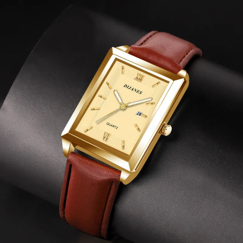 2023 Top Brand Luxury Watches for Men Fashion Quartz Wristwatch Square Gold Man Business Clock Mens Watches Relogio Masculino