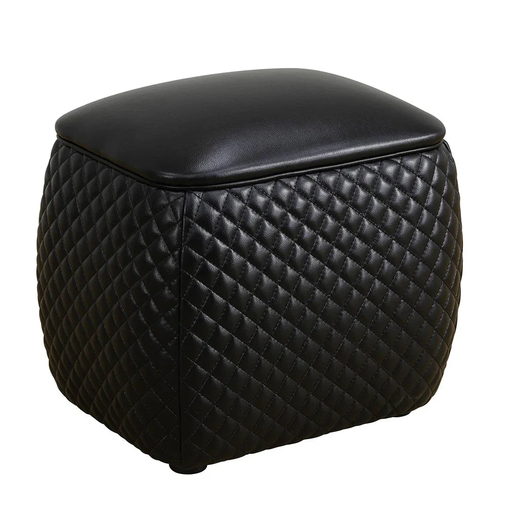 Black Living Room Square Low Stool Vanity Stools Modern Makeup Dressing Stool Creative Leather Bedroom Makeup Room Low Stools