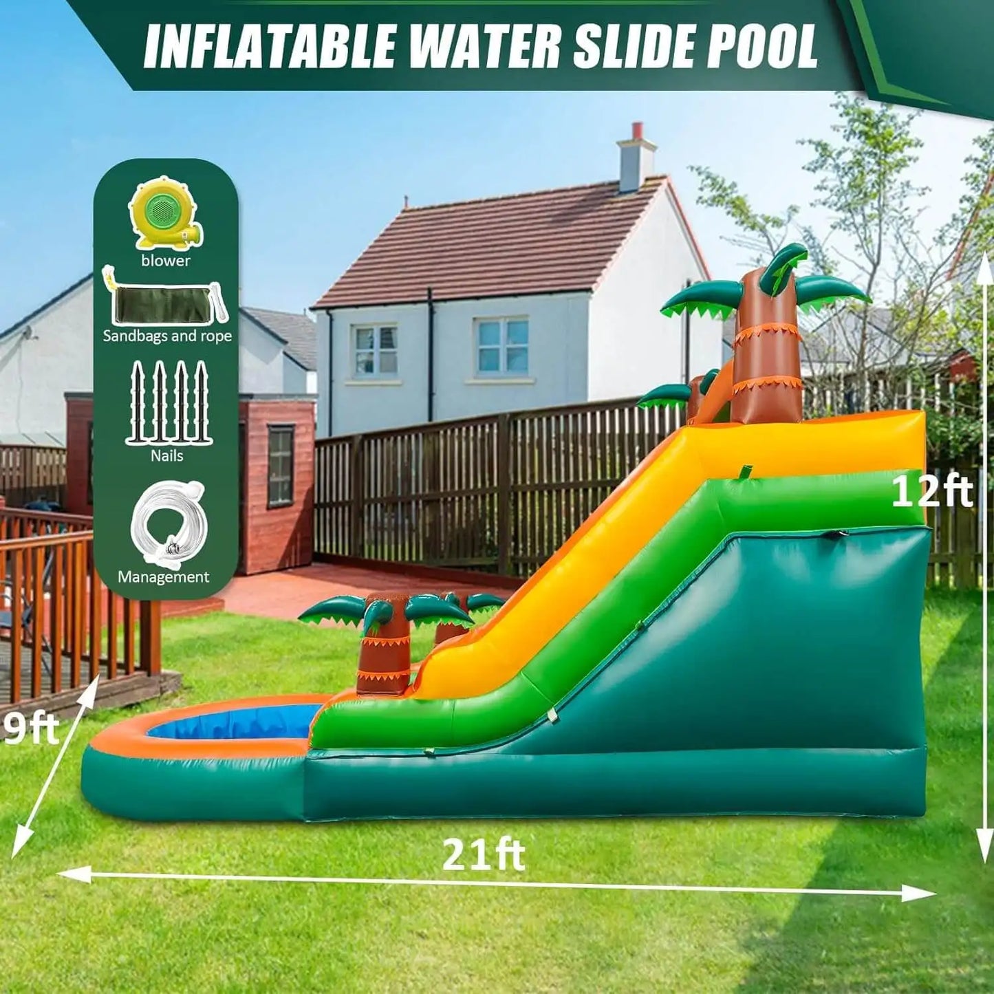 Inflatable pool Inflatable Summer Outdoor Air Bounce Water amusement Play Equipment Inflatble Water Double Slide Bubble Ball