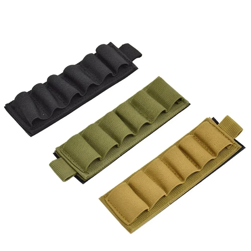 Hunting accessories: 6-loop shotgun stock shell holder, 12-gauge cartridge bag, rifle stock, bullet carrier, Velcro