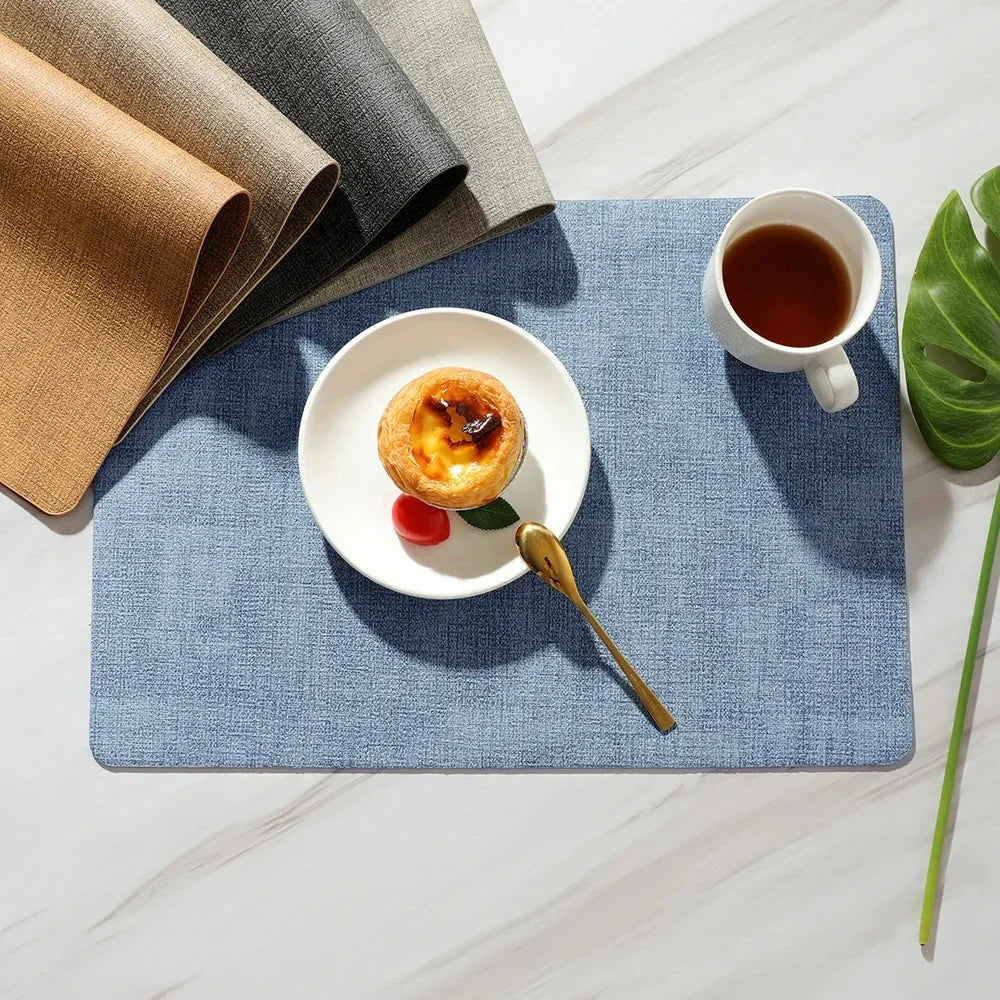 Faux Leather Place Meal Pad Placemats,Dual Sided Dining Table Square Non-Slip Heatproo Waterproof Washable Table Mats.Wholesale