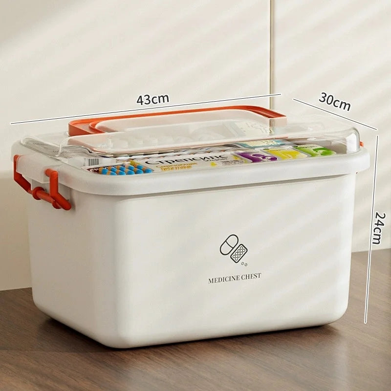 Large Capacity Medicine Box Portable Home First Aid Medical Kit Family Emergency Medicine Box with Multi-layer Drug Storage Case