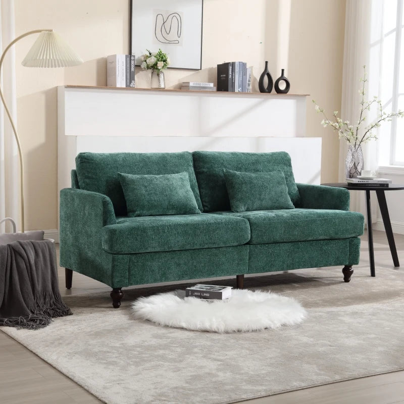 Mid Century Modern Chenille 2-Seat Loveseat Sofa Brown Wood Feet Upholstered Couch for Living Room Bedroom Reading Couch