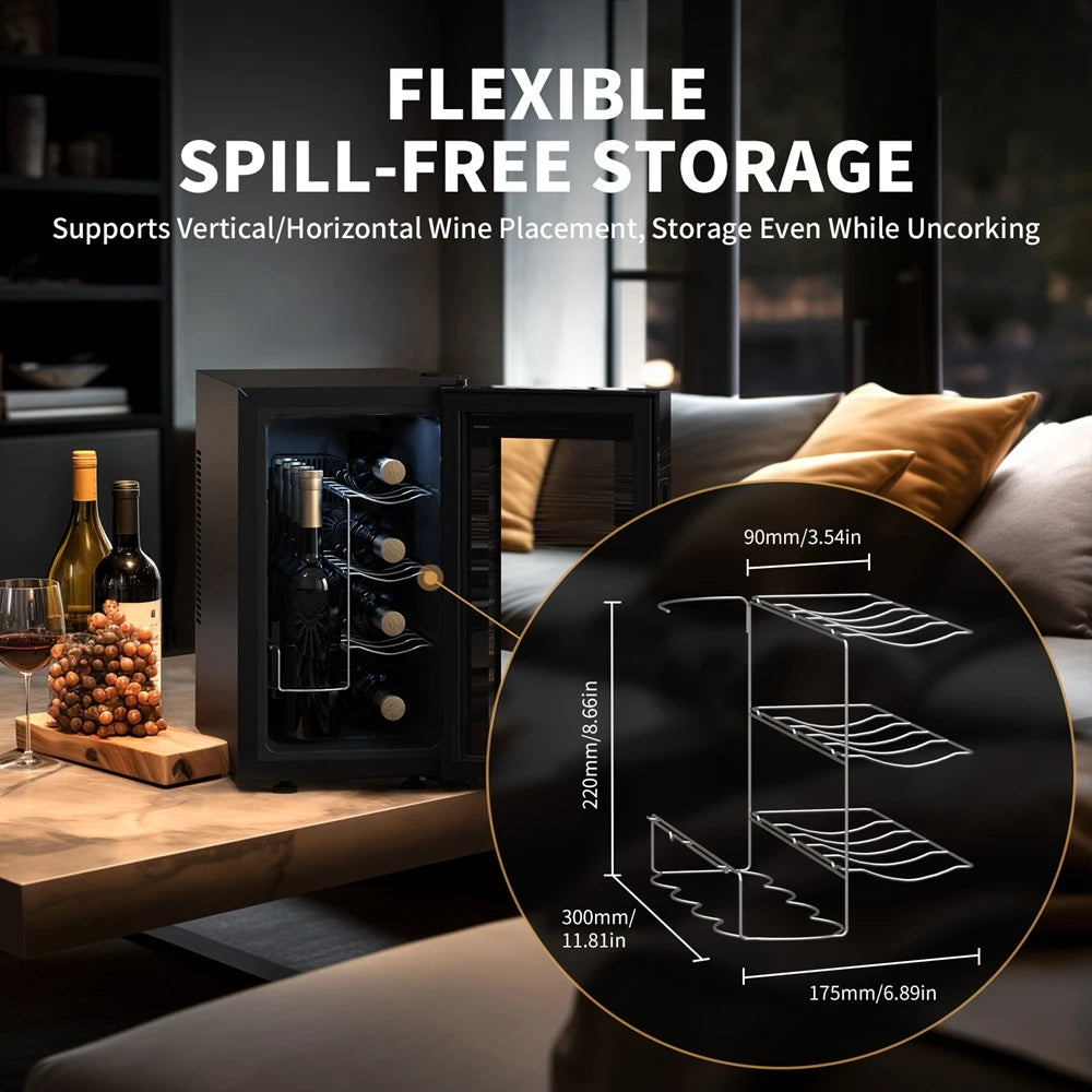 NEEDONE Wine Cooler Fridge, 8 Bottle Wine Chiller with Wine Rack/Lighting Fast Cooling Thermoelectric Queit Wine Cabinet Cellar