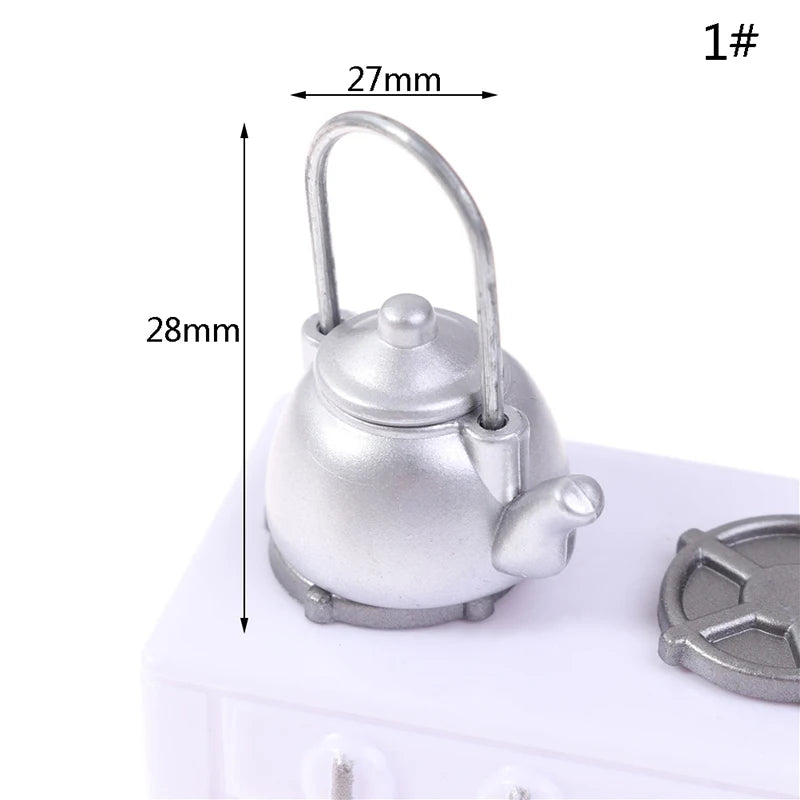 Mini Pot Boiler Pan With Lid Kettle Doll House Accessories Dollhouse Miniature Kitchen Utensil Cooking Ware Play Kitchen Toy