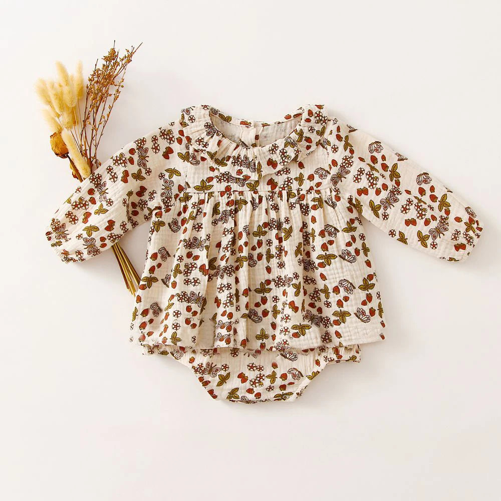 Vintage Toddler Girl Dress Organic Cotton Spring Autumn Baby Girl Clothes For 0-4 Years