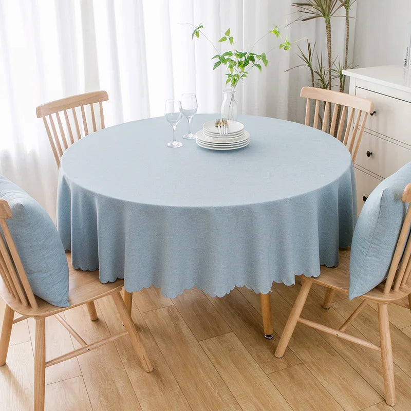 Wedding Round Tablecloth Waterproof And Oil-Proof Solid Color Cotton And Linen Tablecloth Hotel Wedding Dining Table Cloth Decor