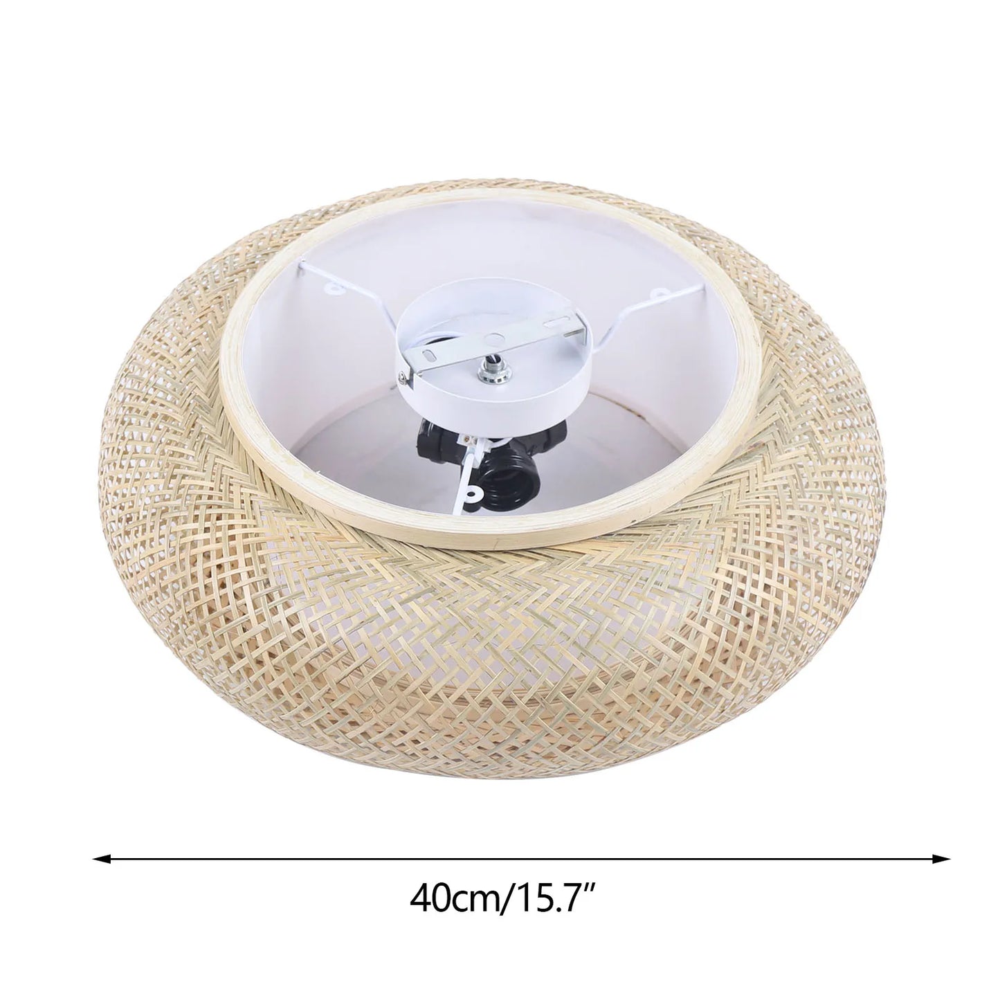 E27 Bamboo Flush Mount Ceiling Light Rustic Rattan Ceiling Fixture Hanging Lamp 3-Lamp 110V/220V 40/50cm (Bulb Not Included)