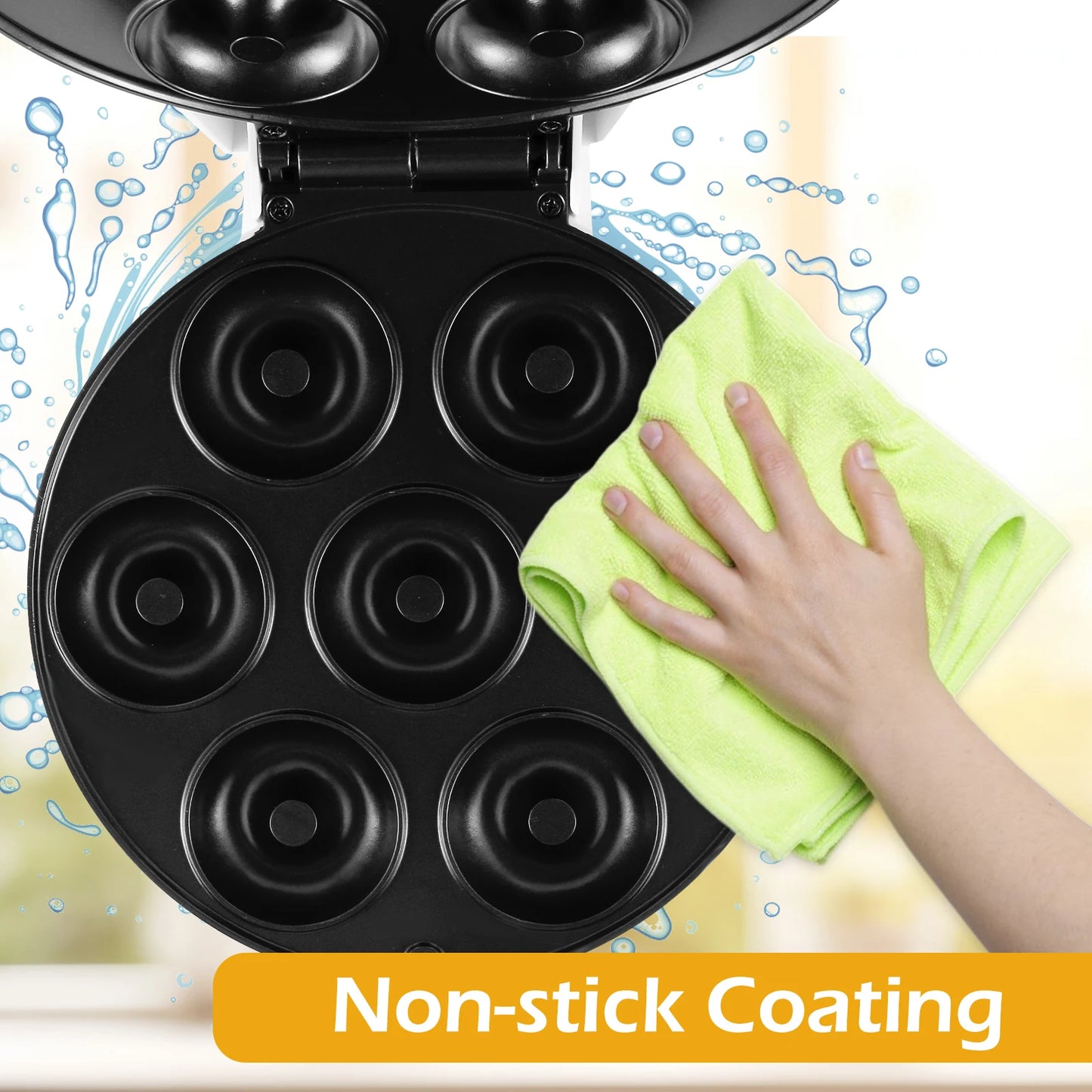 Mini Doughnut Maker 1200W Non-Stick Donut Maker Machine 7 Holes Round Electric Donut Maker with Anti Slip Feet Minimalist