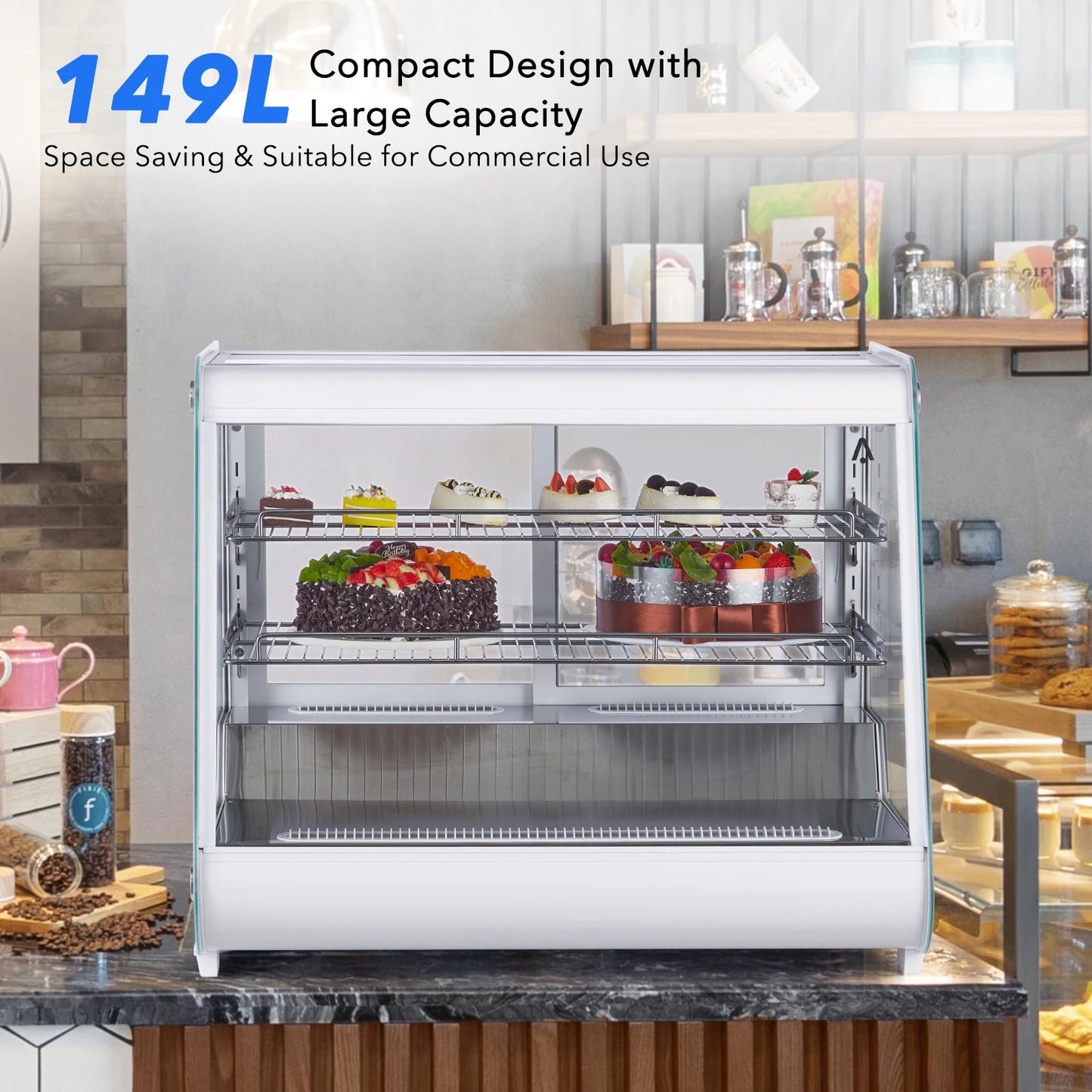149 L Commercial Display Refrigerator Refrigerated Display Case Countertop Pastry Display Fridge With Tempered Glass Door