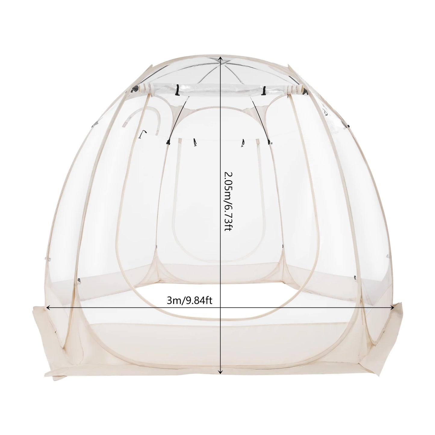 Clear Pop Up Bubble Tent Garden Courtyard Tent Camping Tent for Outdoor Lawns, Backyards 3*2.05m/9.84*6.73ft