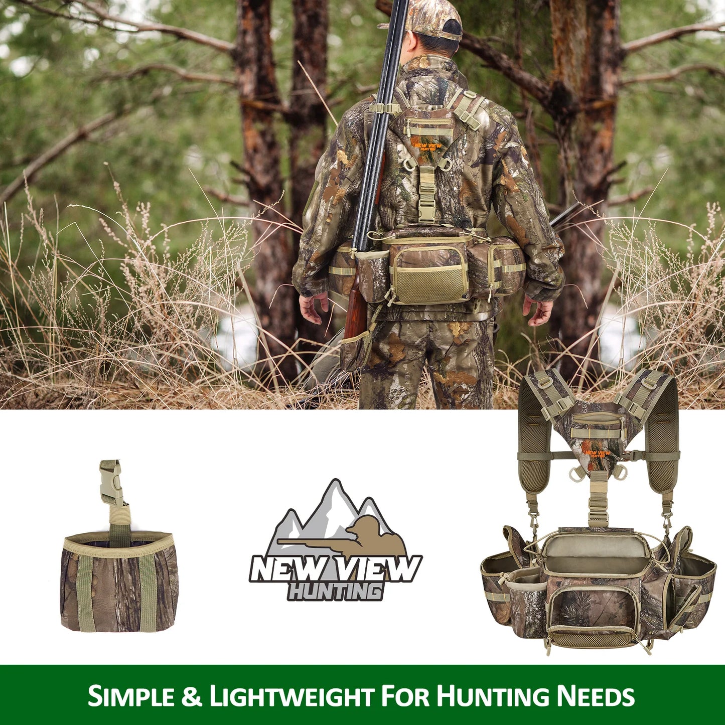 NEW VIEW Hunting Fanny Waist Pack for Men, Camo Waist Pack for Hunter, Fanny Hunting Pack with Rifle Holder