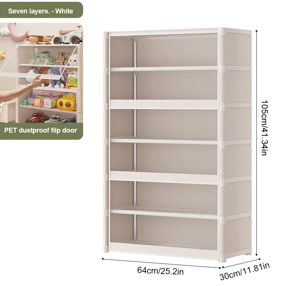 7 Tiers Shoe Rack Organizer with Clear Flip Door Storage Organizer Shoe Storage Shelf Cabinet for Bags Books Clothes