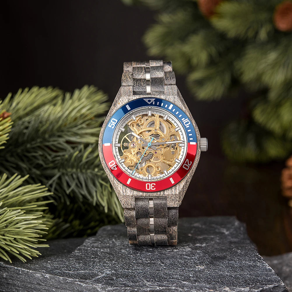 Mechanical Watch BOBO BIRD Wooden Watches Men Luxury Fashion Automatic Wristwatch Luminous Timepiece Clock Custom Gift Box OEM