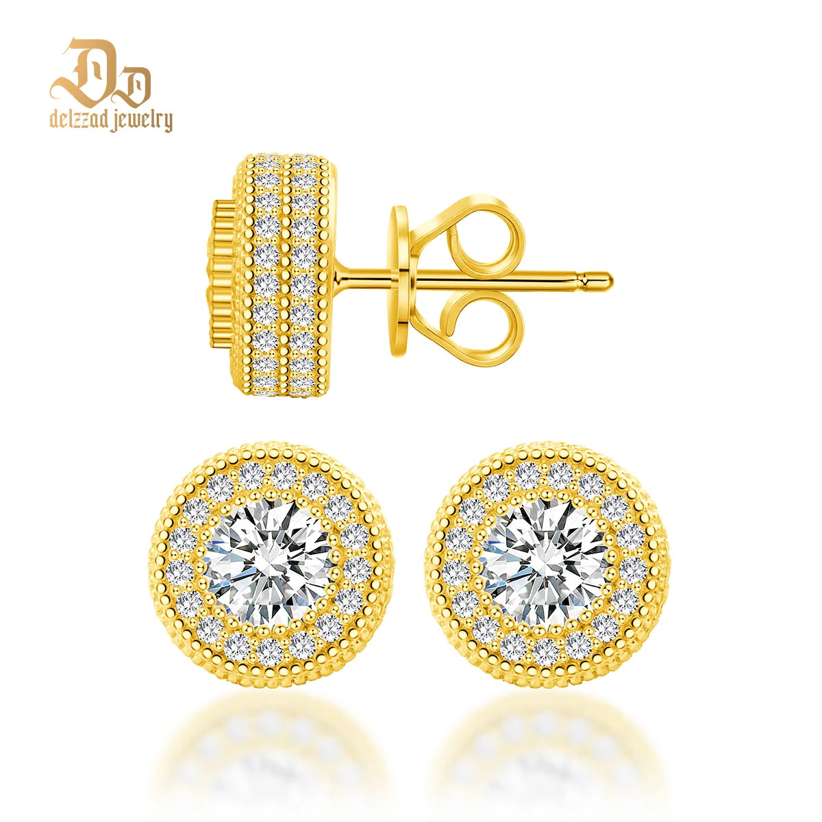 Delzzad 0.1-1ct 100% S925 Sterling Silver D Color Moissanite Women's Premium Sparkling Earrings Diamond Luxury Fine Jewelry Gift
