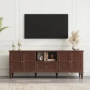 67'' Mid-Century Modern TV Stand with Storage Drawer and Doors, Long TV Stand with Adjustable Shelves for 75 Inch TV for Living
