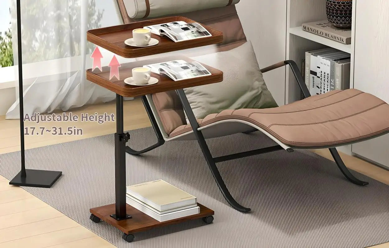 Side Table for Living Room, Bedroom Bedside TableMobile Coffee Table, C-shaped Sofa Side Cabinet, Simple Small Square Table